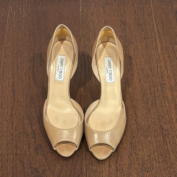 Jimmy Choo Tan Peep Toe Heels Size 39.5/9.5 - Picture 2 of 7